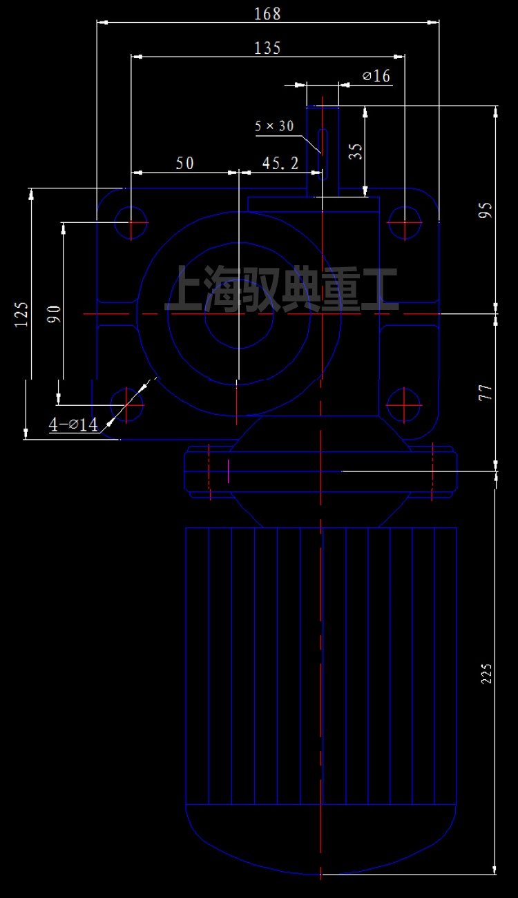 絲桿升降機SWL2.5T-1A-71B5-0.37KW安裝尺寸CAD圖