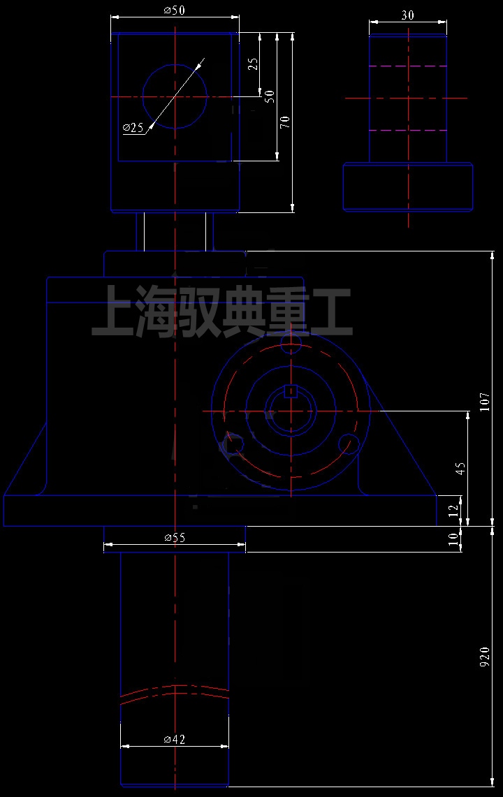 SWL2.5-1A-IV蝸輪絲桿升降機扁頭型尺寸圖紙